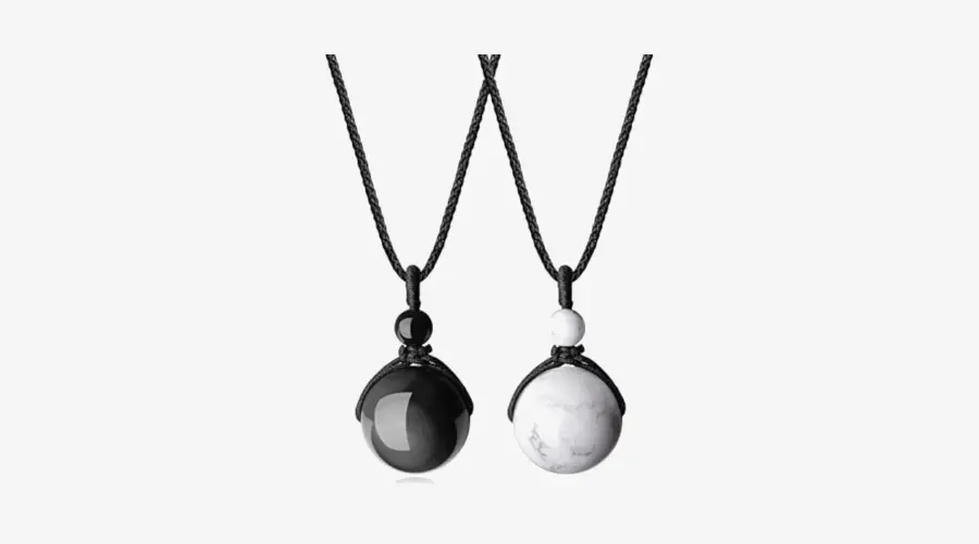 COAI Obsidian Howlite Stone Bead Couples Pendant Necklaces