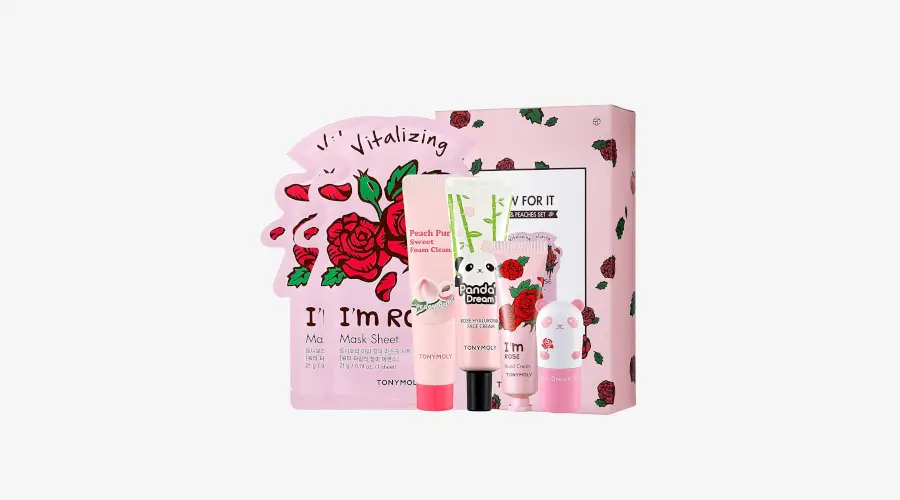 TONYMOLY Glow For It Rose and Peach Skincare Set